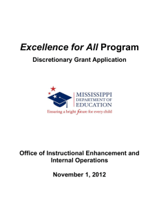 Excellence for All Program Discretionary Grant Application