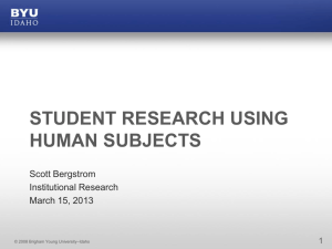 Student Research Using Human Subjects at BYU