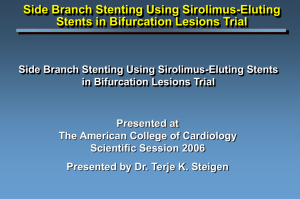 Side Branch Stenting Using SES in Bifurcation Lesions