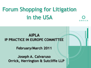 Forum Shopping for Litigation in the USA