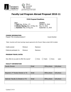Faculty Led Program Abroad Proposal 2010-11