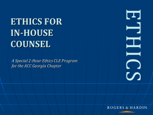 Ethics for In-House Counsel - Association of Corporate Counsel