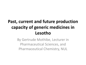 Past, current and future production capacity of generic medicines in