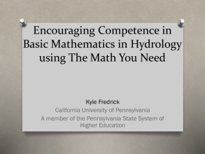 Encouraging Competence in Basic Mathematics in Hydrology using