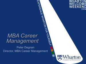Career Management Presentation - Wharton Student Clubs and