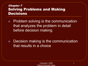 Chapter 8 Solving Problems and Making Decisions
