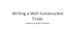 Writing a Well-Constructed Essay