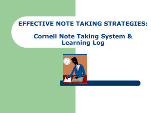 THE CORNELL NOTE TAKING SYSTEM