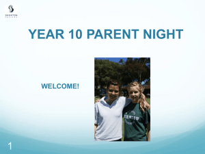 Year 10 Parent Information Evening Presentation