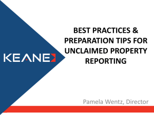 Presentation - Unclaimed Property Reporting