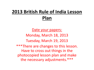 2013 British Rule of India Lesson Plan