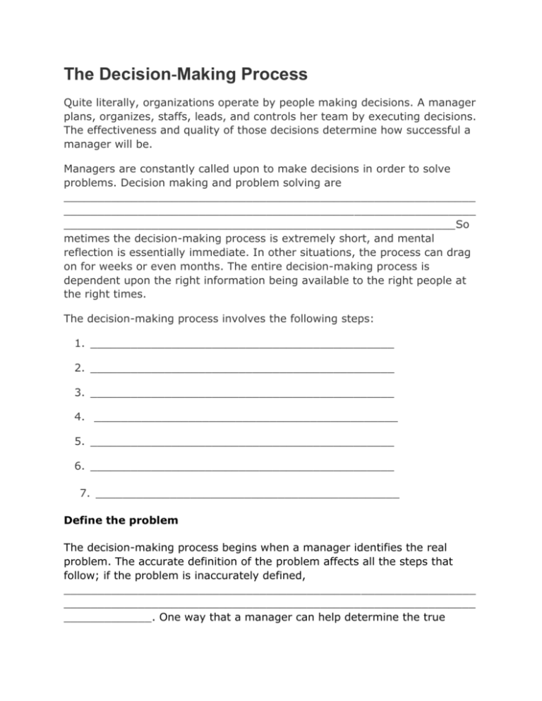 Decision Making Process Meaning In English