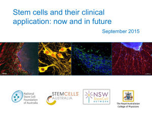 Stem Cells and Their Clinical Application * Now & Future