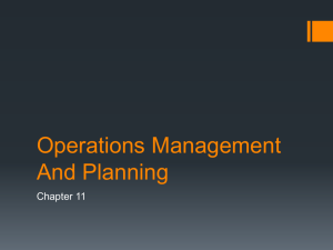 Operations Management And Planning