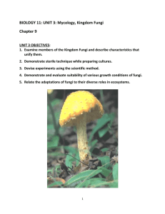 Biology 11: Unit 3: Mycology, Kingdom Fungi