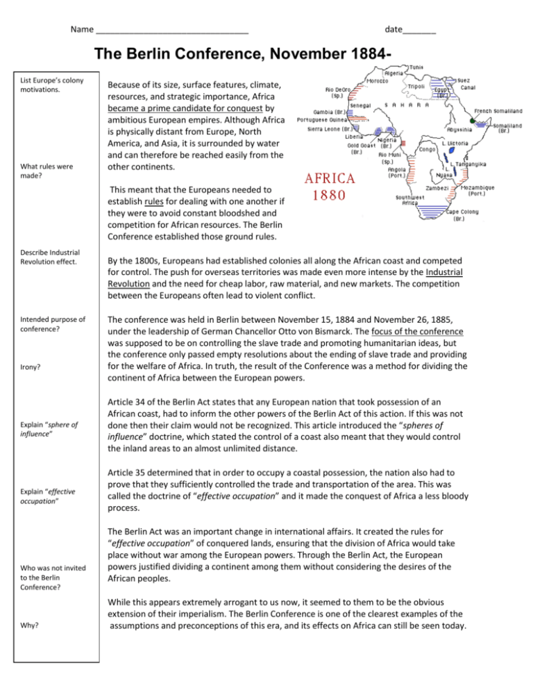 Berlin Conference Short Summary