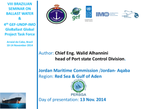 BWMC Progress In Jordan - Jordan Maritime Authority