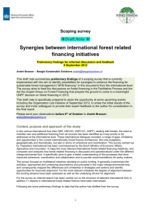 Synergies between international forest related financing initiatives