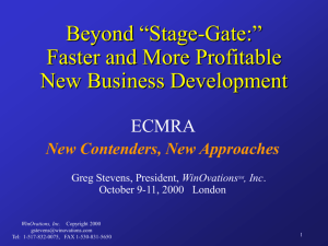 Beyond “Stage-Gate - WinOvations, inc.