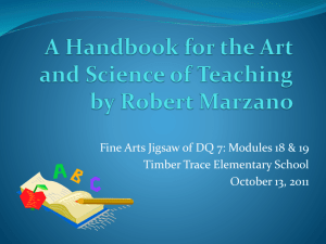 A Handbook for the Art and Science of Teaching by Robert Marzano