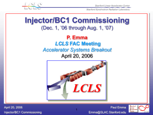 LCLS Injector/BC1 Commissioning