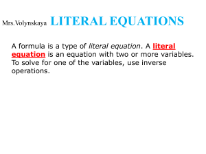 LITERAL equations PPT