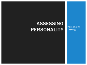 Personality Tests - AP Psychology-NWHS