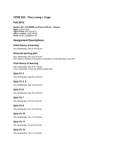 CPSE 622 - Thry Lrning + Cogn Fall 2012