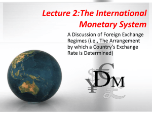 Lecture 2: The International Monetary System