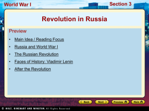Revolution in Russia Section 3 World War I