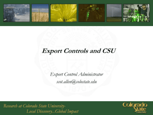 Export Control Presentation - Vice President for Research