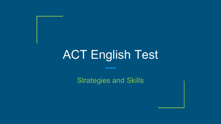 Strategies For Act English Test