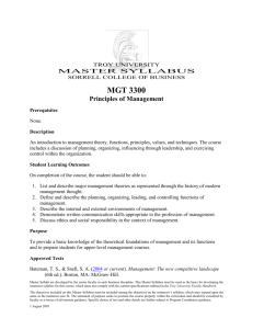 MGT 3300 - the Sorrell College of Business at Troy University