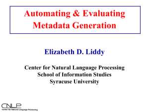 Metadata: Generation and evaluation