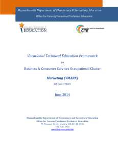 VTE Framework: Marketing - Massachusetts Department of Education