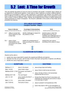 Unit 5.2 Lent: A Time For Growth - Catholic Education Office Sydney