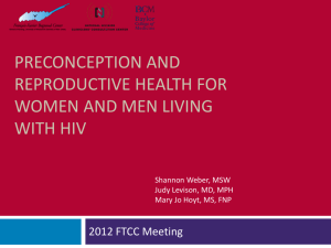 Preconception and reproductive health for women and Men living