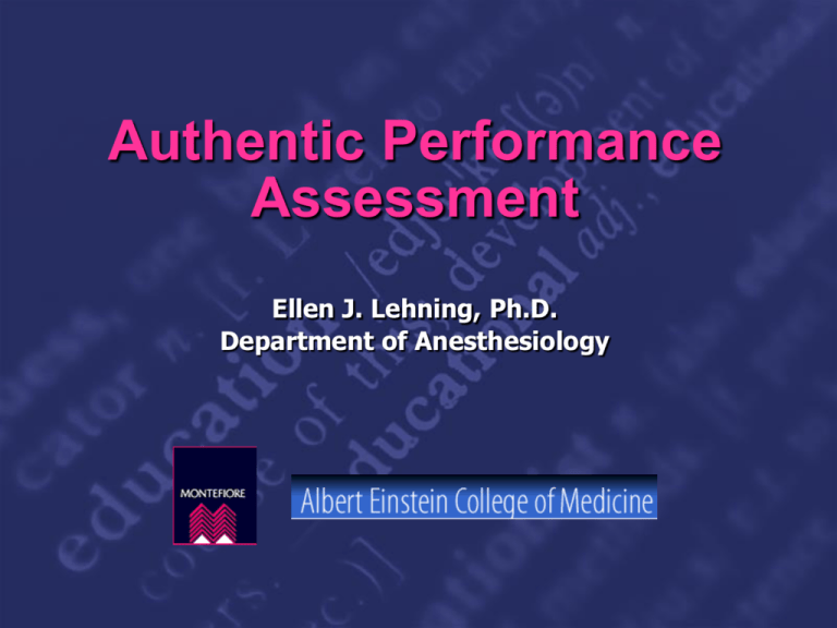 Authentic Performance Assessment