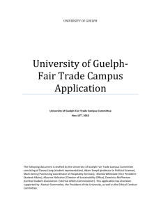 University of Guelph- Fair Trade Campus Application