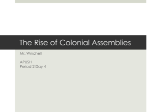 The Rise of Colonial Assemblies