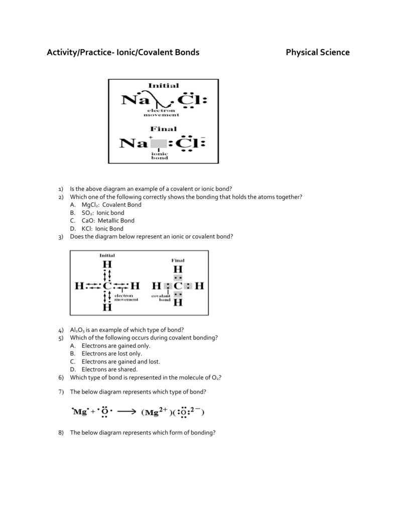 Activity- Ionic and Covalent Bonds