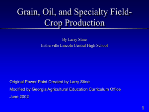 Grain, Oil and Specialty Fields Crop Production