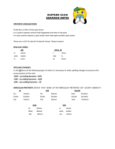 MIDTERM EXAM GRAMMAR NOTES PRETERITE CONJUGATIONS