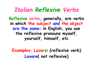 Italian Reflexive Verbs Reflexive verbs, generally, are verbs in which