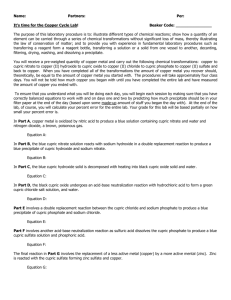 Stoich. Day 3- Green Copper Lab Packet Copper Lab