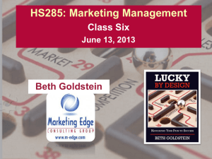 HS285-Marketing-Class-Six - Marketing Edge Consulting Group