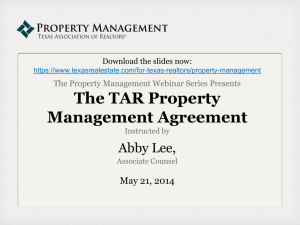 The TAR Property Management Agreement