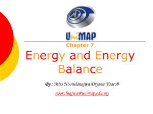 Chapter 7 Energy and Energy Balance