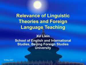 Relevance of Linguistic Theories and Foreign Language Teaching