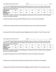 Linear Regression Quiz Review Part II